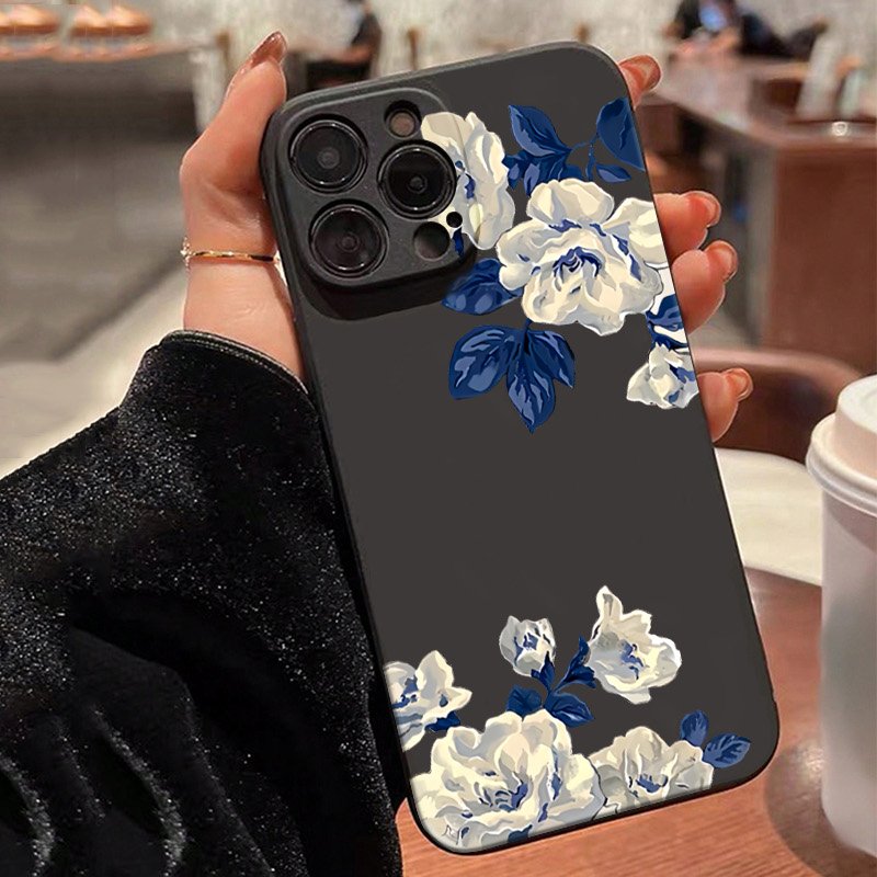 Samsung Galaxy A55 - Coque de téléphone à fleurs bleues